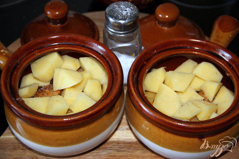 Фото приготовление рецепта: Горшочки со свининой и картофелем в сливочно-горчичном соусе шаг №5