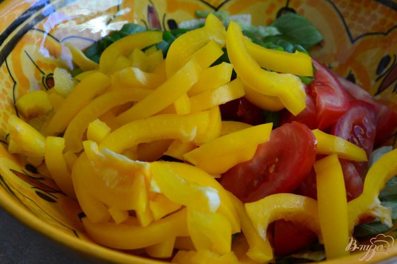 Фото приготовление рецепта: Овощной салат с обжаренными баклажанами шаг №4