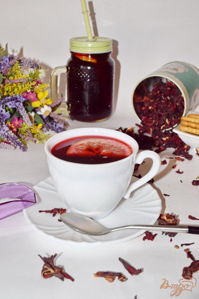 Фото приготовление рецепта: Чай каркаде с пряностями шаг №6