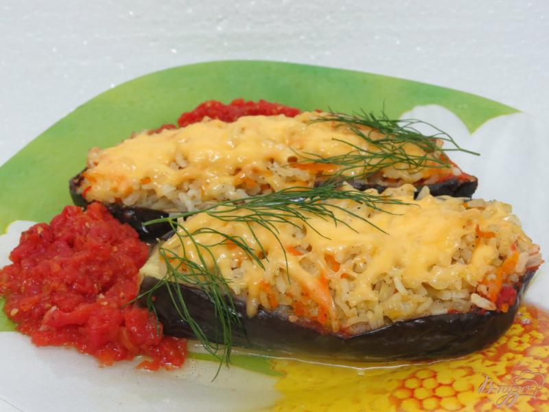 Фото приготовление рецепта: Баклажаны фаршированные рисом и морковью шаг №14