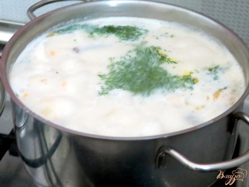 Фото приготовление рецепта: Суп с опятами и со сметаной шаг №11
