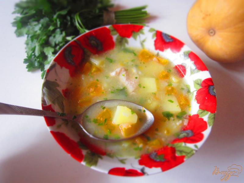 Фото приготовление рецепта: Куриный суп с тыквой шаг №8