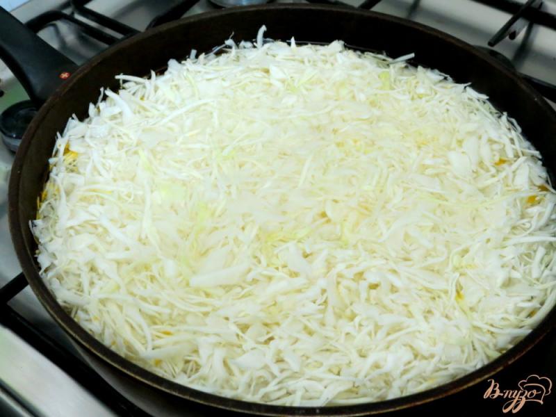 Фото приготовление рецепта: Капуста тушёная с рисом и грибами шаг №8