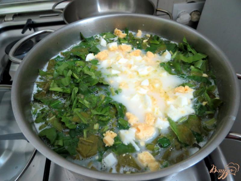 Фото приготовление рецепта: Щавелевый суп с плавленым сыром шаг №8