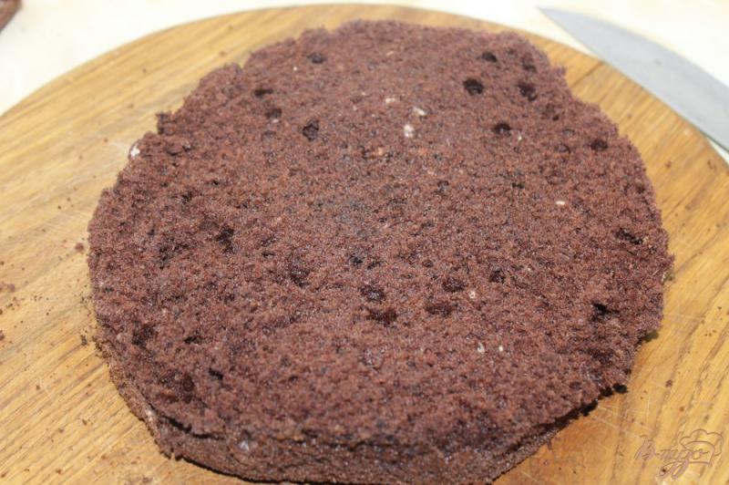 Фото приготовление рецепта: Шоколадный торт с вишнями и сливочным кремом шаг №9
