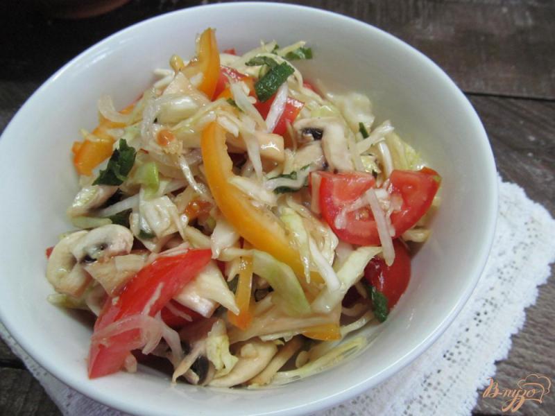 Фото приготовление рецепта: Салат из капусты с шампиньонами шаг №5