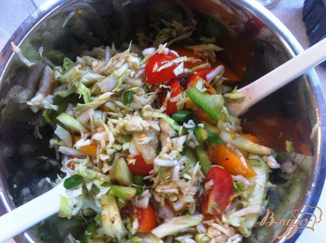 Фото приготовление рецепта: Салат из капусты со свежими овощами шаг №7