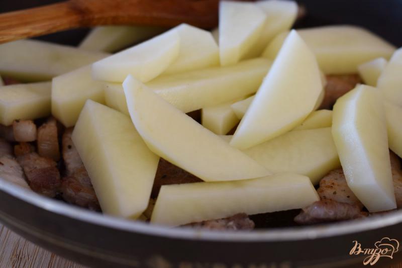 Фото приготовление рецепта: Свинина тушеная с кислой капустой и картофелем шаг №7