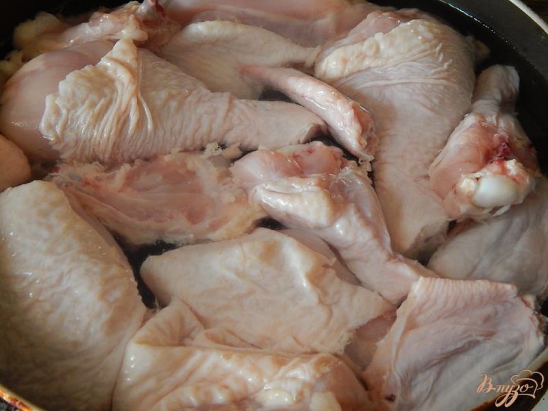 Фото приготовление рецепта: Курица тушёная с морковью шаг №2