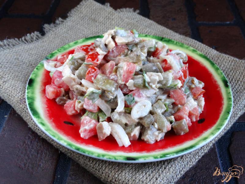 Фото приготовление рецепта: Салат с баклажанами и куриной грудкой шаг №9