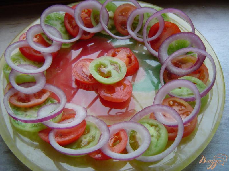 Фото приготовление рецепта: Салат с тунцом, морковью,зелеными и красными помидорами шаг №4