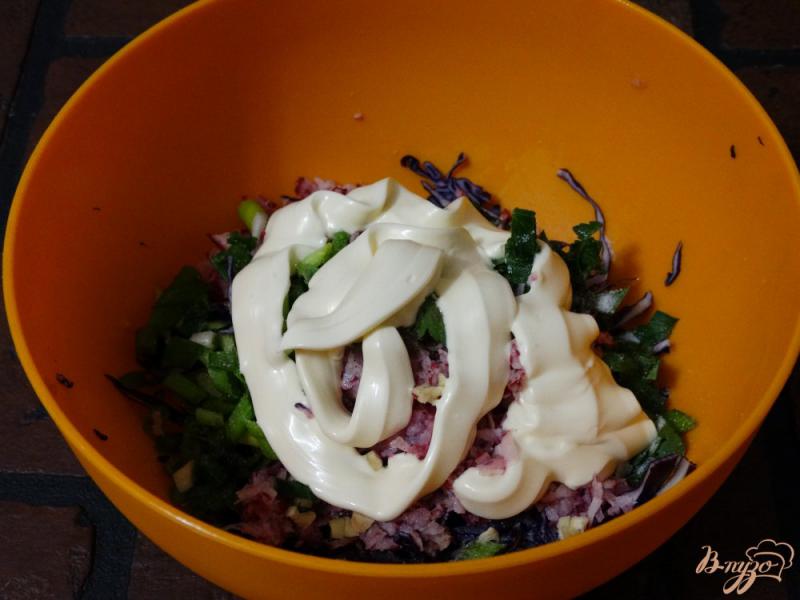 Фото приготовление рецепта: Салат из краснокочанной капусты и редиса шаг №4