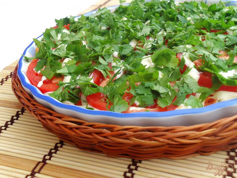 Фото приготовление рецепта: Слоеный салат из баклажанов, моркови и помидоров шаг №8