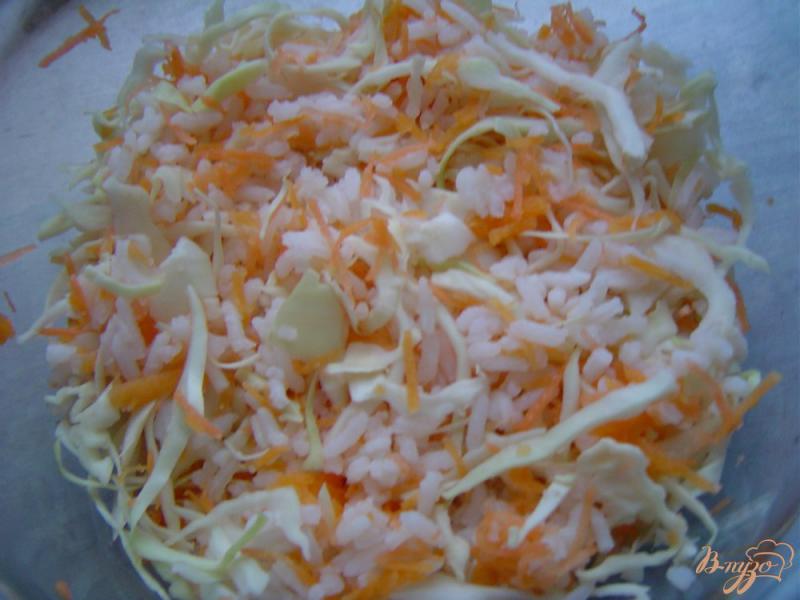 Фото приготовление рецепта: Капустно-рисовая запеканка с морковью, тыквой и помидорами шаг №5