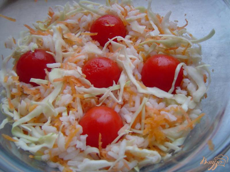 Фото приготовление рецепта: Капустно-рисовая запеканка с морковью, тыквой и помидорами шаг №7