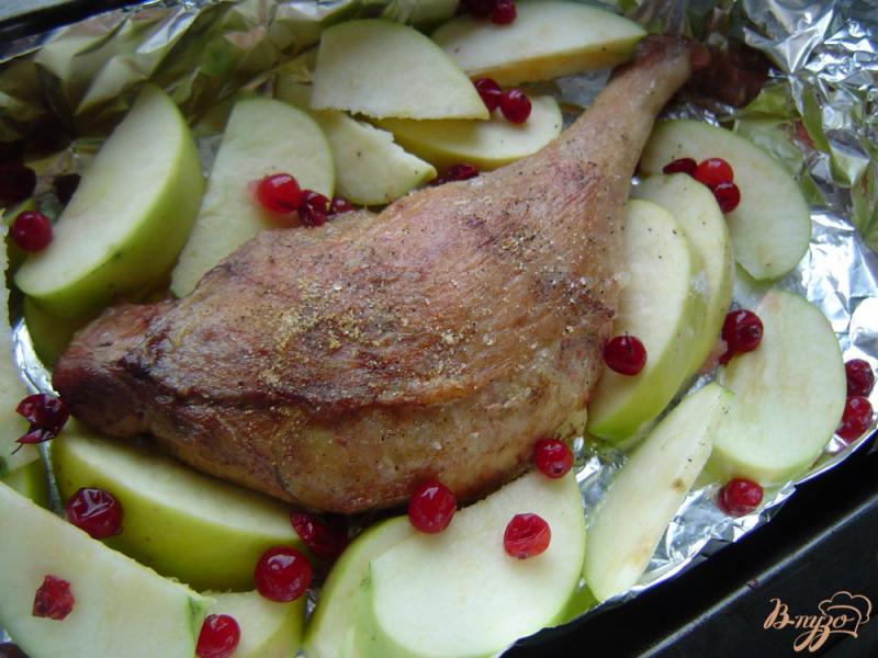 Фото приготовление рецепта: Утиная ножка, запеченная с яблоками и клюквой шаг №4