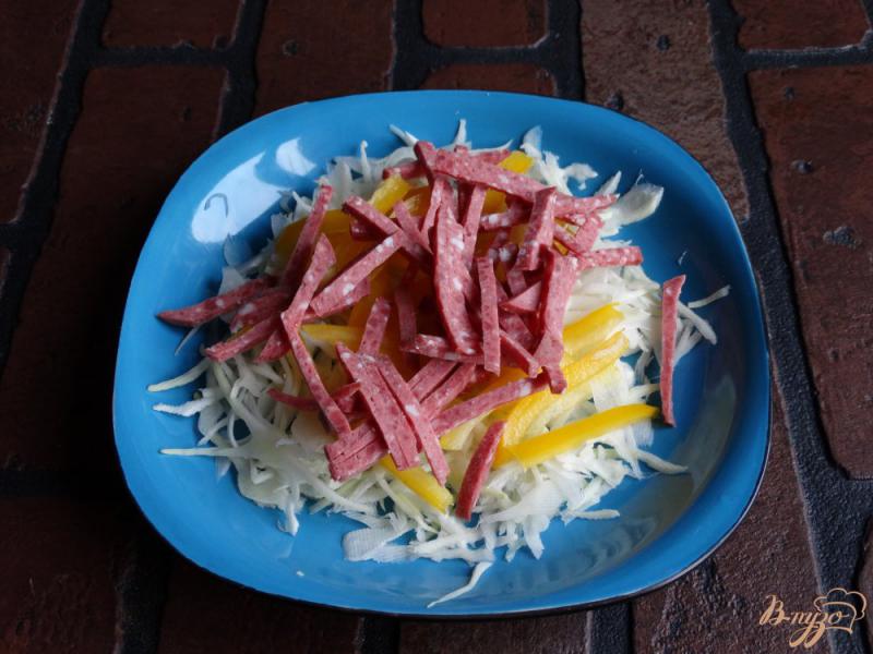 Фото приготовление рецепта: Салат с капустой и колбасой шаг №3