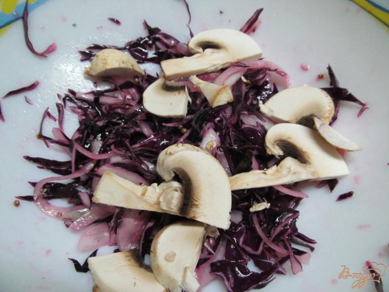 Фото приготовление рецепта: Салат из краснокочанной капусты с шампиньоном шаг №3