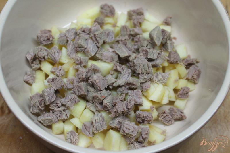 Фото приготовление рецепта: Мясной салат с яблоком и болгарским перцем шаг №2