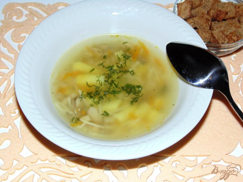 Фото приготовление рецепта: Грибной суп из вешенок с вермишелью шаг №9