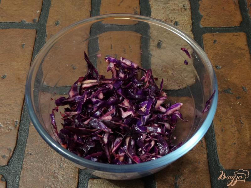 Фото приготовление рецепта: Салат из красной капусты с кукурузой шаг №3