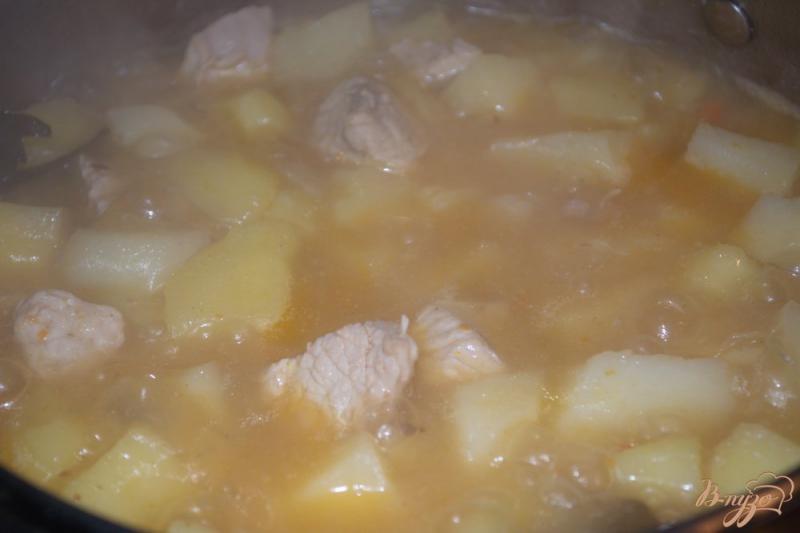 Фото приготовление рецепта: Рагу из индюшиного филе с картофелем и овощами шаг №7