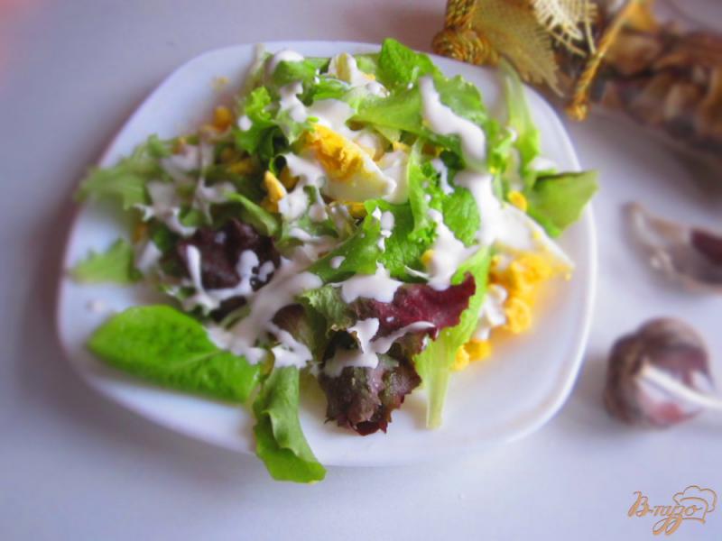 Фото приготовление рецепта: Салат с яйцом и кукурузой шаг №5