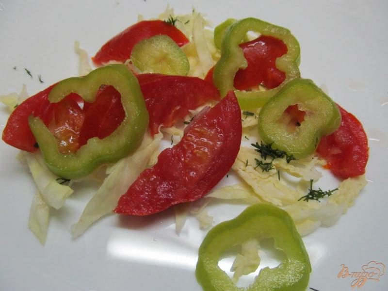 Фото приготовление рецепта: Салат из капусты помидора и перца шаг №3