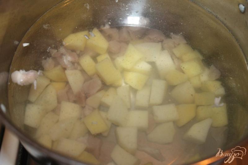Фото приготовление рецепта: Солянка с копченой курицей, колбасой, беконом и отварной свининой шаг №3