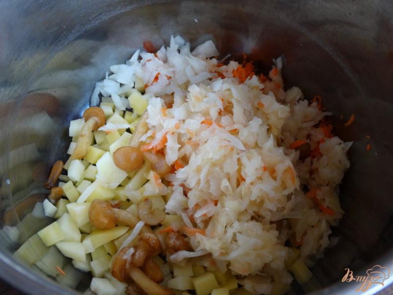 Фото приготовление рецепта: Суп с квашеной капустой, опятами и кус-кусом шаг №3