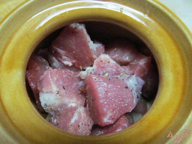 Фото приготовление рецепта: Мясо в горшочке с луком шаг №5