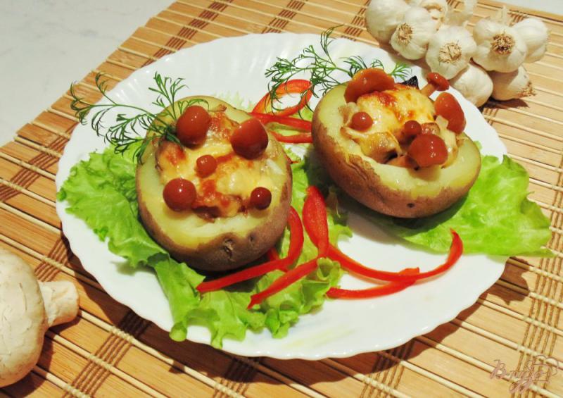 Фото приготовление рецепта: Картофельные лодочки с грибами шаг №8