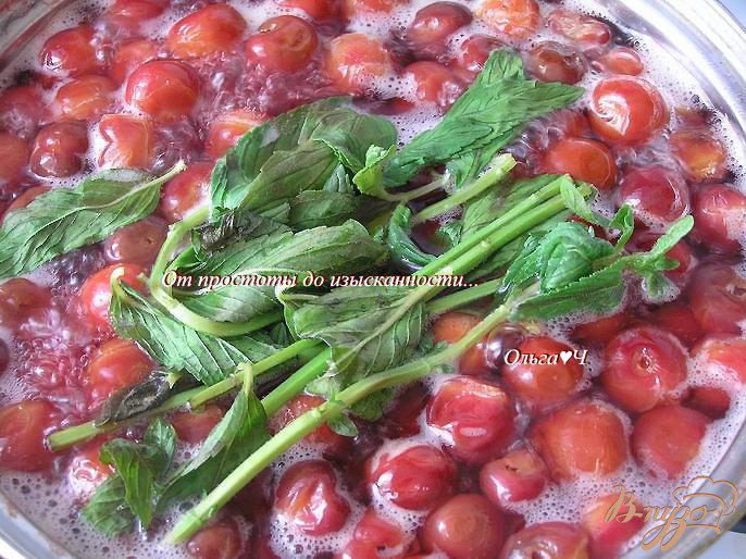 Фото приготовление рецепта: Мятный вишневый кисель шаг №3