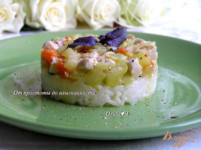 Фото приготовление рецепта: Рагу из курицы с овощами и рисом шаг №8
