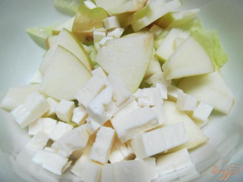 Фото приготовление рецепта: Салат из капусты с яблоком и брынзой шаг №4