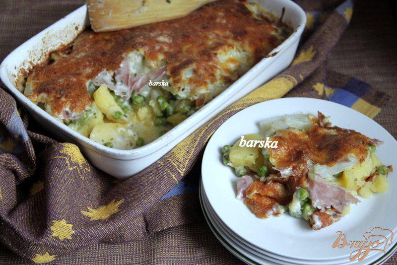 Фото приготовление рецепта: Гратин из картофеля и замороженых овощей, с ветчиной шаг №12