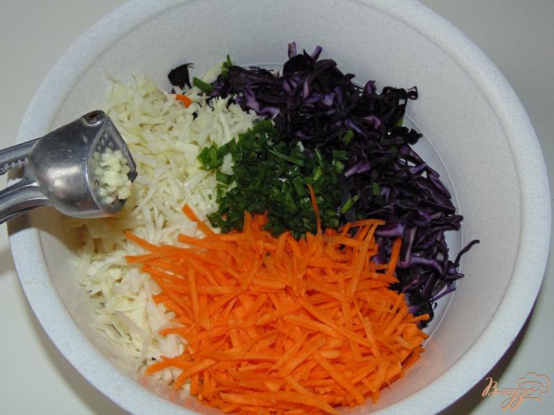 Фото приготовление рецепта: Салат из двух видов капусты шаг №4