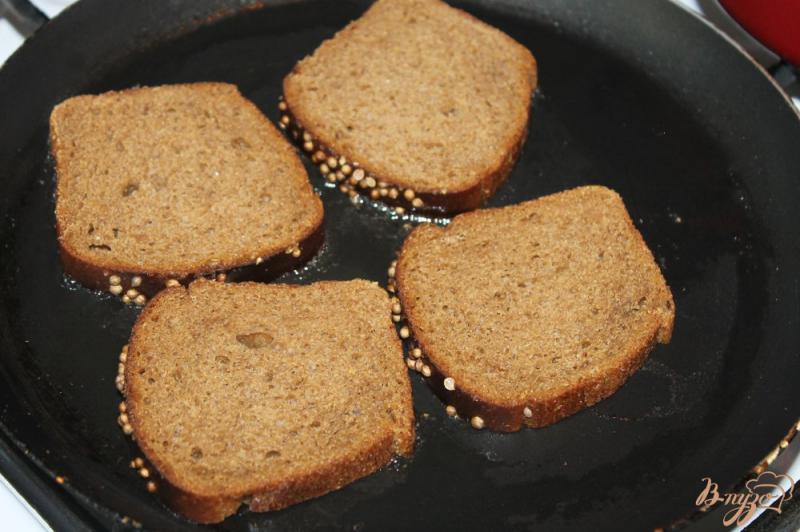 Фото приготовление рецепта: Гренки с черного хлеба с копченым салом, маринованным луком и копченой салакой шаг №1