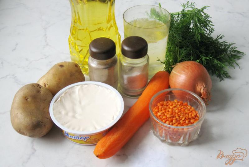 Фото приготовление рецепта: Суп с красной чечевицей и плавленым сыром шаг №1