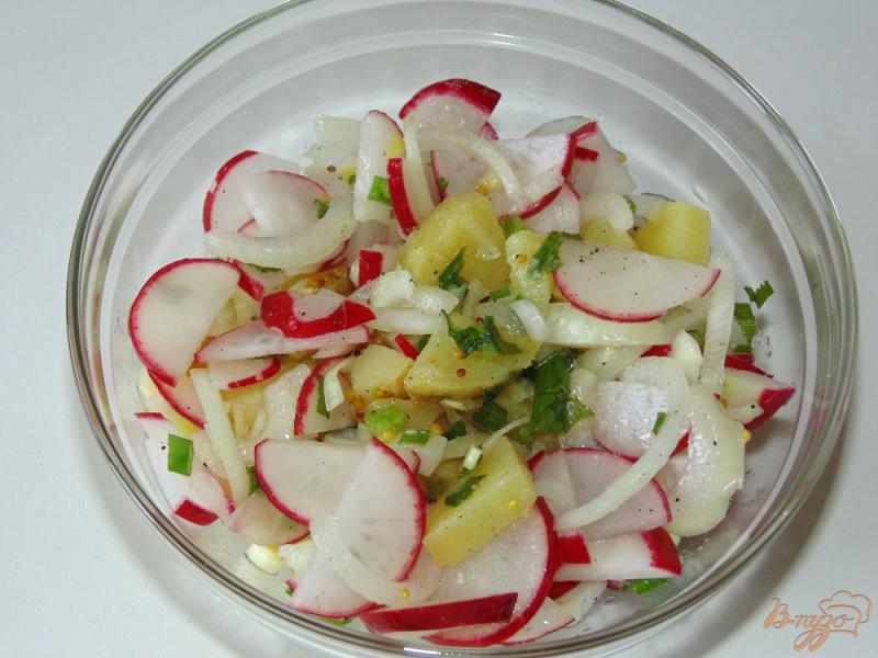 Фото приготовление рецепта: Картофельный салат с редисом шаг №6