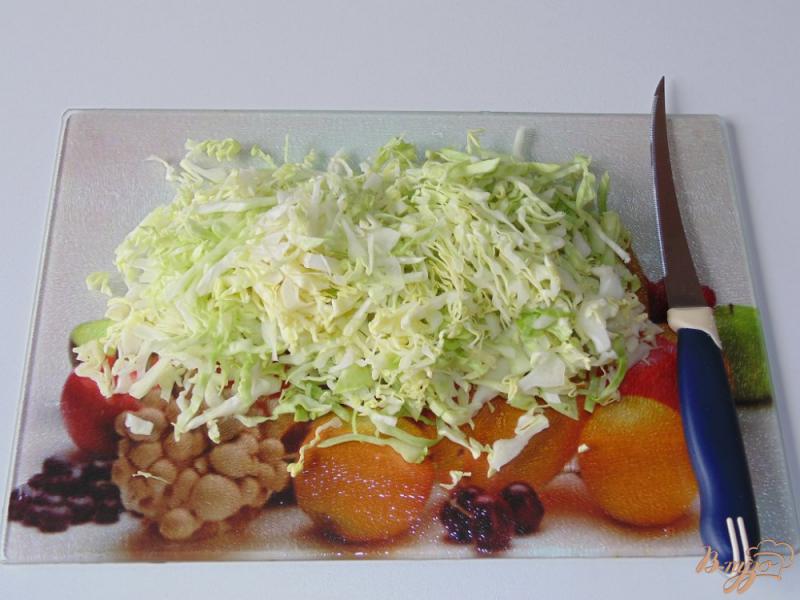 Фото приготовление рецепта: Салат из молодой капусты с мясом курицы и фасолью шаг №2