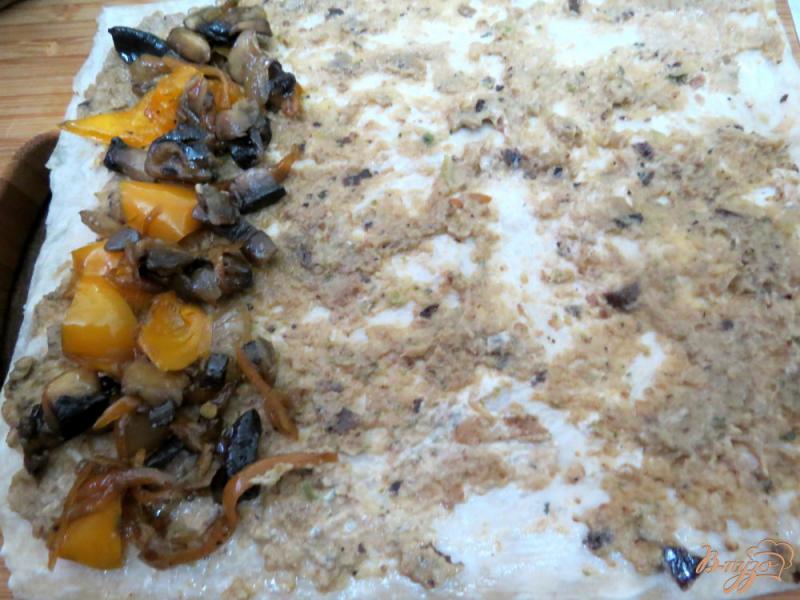 Фото приготовление рецепта: Лаваш с баклажанами и грибами шаг №8