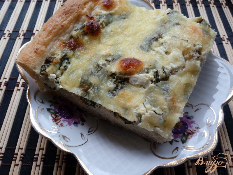 Фото приготовление рецепта: Пирог «Весенний» с творогом, шпинатом и черемшой шаг №8