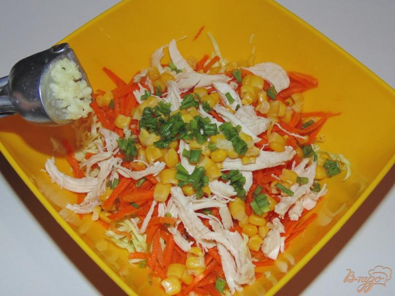 Фото приготовление рецепта: Салат из молодой капусты с морковью и мясом птицы шаг №4