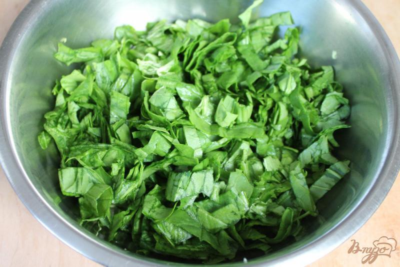 Фото приготовление рецепта: Салат из молодой капусты, редиса и шпината шаг №2