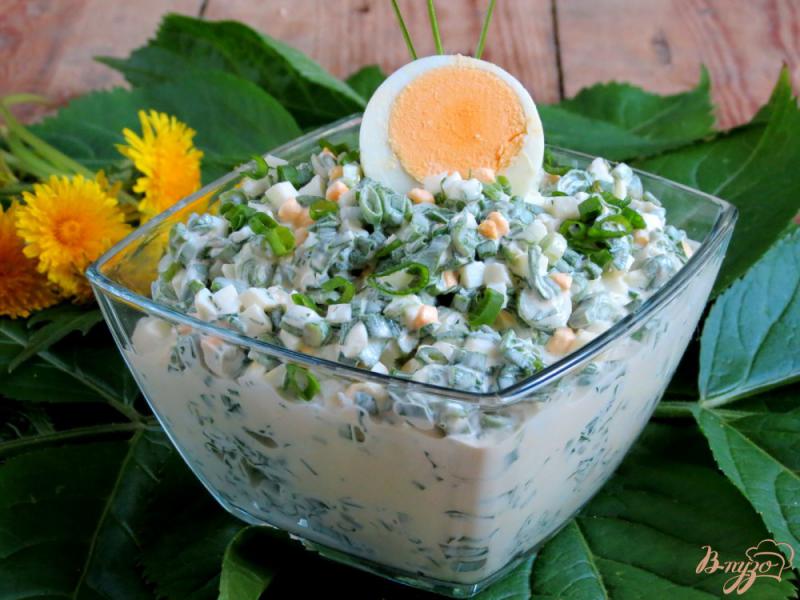 Фото приготовление рецепта: Салат из зелёного лука с яйцом шаг №10