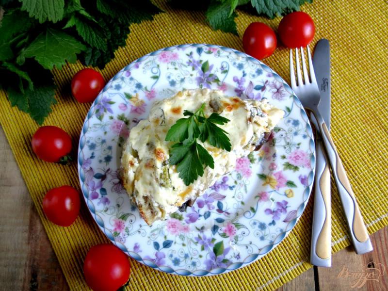 Фото приготовление рецепта: Кабачки с шампиньонами и картофелем шаг №11