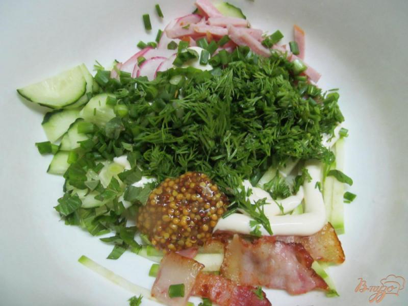 Фото приготовление рецепта: Овощной салат с беконом шаг №4