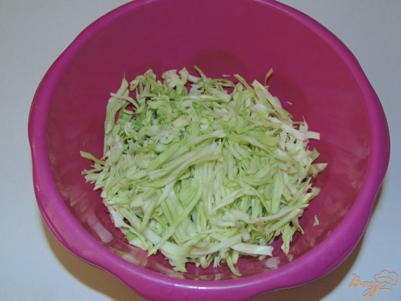 Фото приготовление рецепта: Салат с копченой колбасой, капустой и свежим огурцом шаг №1