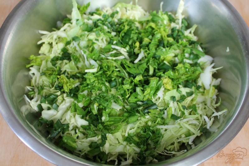 Фото приготовление рецепта: Салат из молодой капусты с брынзой, горчицей и черным тмином шаг №2